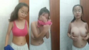Cute Teen Thailand Girl Removing Bra & Showing Tight Boobs